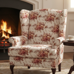 beige cherry red printed