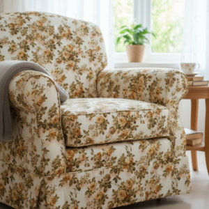 beige brown floral printed