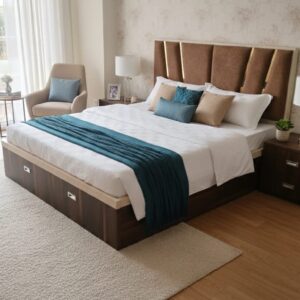brown back double bed
