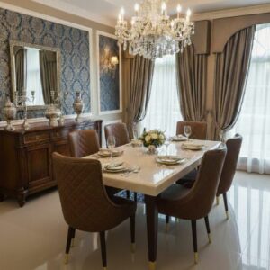 onyx marble brown chair dining set