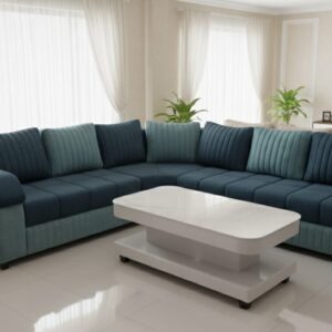 blue double color sofa